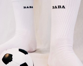 BABA - Papa Socken, Dad socks, Partnerlook Socken für die Familie - 100% Baumwolle - Statement Socken, Geschenk Ideen