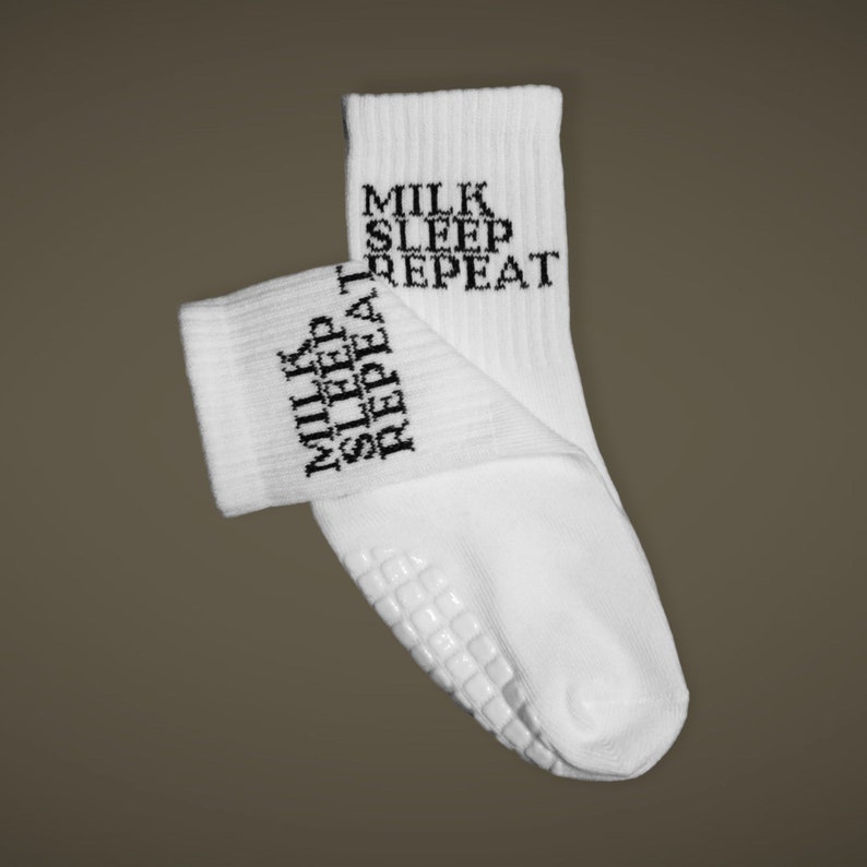 MILK.SLEEP.REPEAT Baby / toddler socks partner look statement socks in partner look 100% cotton image 5