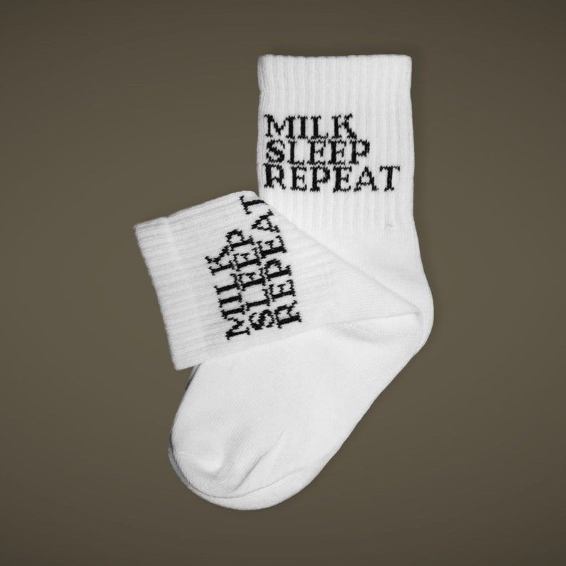MILK.SLEEP.REPEAT Baby / toddler socks partner look statement socks in partner look 100% cotton image 2