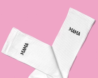 MAMA - Mama Socken, Partnerlook Socken für die Familie - 100% Baumwolle - Statement Socken, Geschenk Ideen