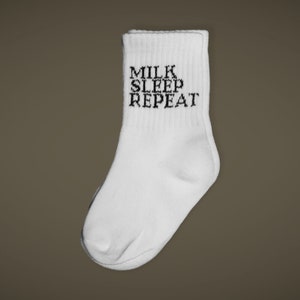 MILK.SLEEP.REPEAT Baby / toddler socks partner look statement socks in partner look 100% cotton image 3