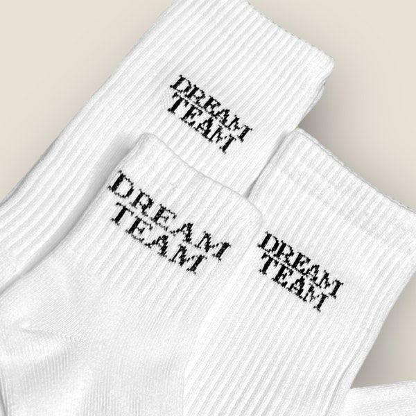 DREAM TEAM - Statmentsocken für die ganze Familie - Partnerlook Socken - Geschenk Idee - 100% Baumwolle