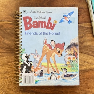 Bambi Little Golden Journal, cuaderno espiral hecho a mano, regalo retro divertido, libro en blanco de tapa dura para escribir o dibujar