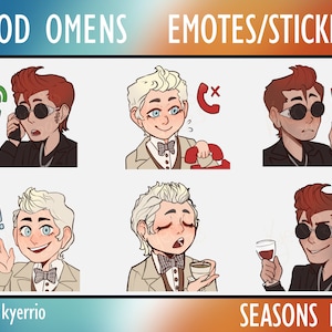 Good Omens Gomens Aziraphale Crowley Emotes and Stickers for Discord, Twitch, Youtube, Livestreaming, Whatsapp, Telegram, Messenger.