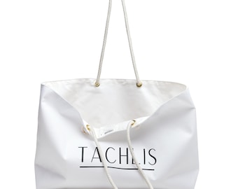 Borsa da weekend TACHLIS / Borsa tote personalizzata con monogramma, borsa da viaggio per brevi soggiorni