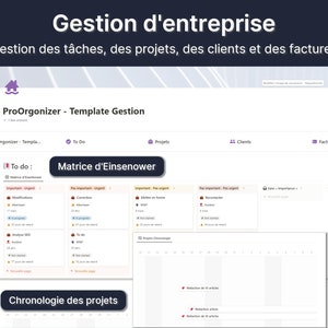 Business Management Template Notion - Management Projects, Customers, Tasks, Invoicing - Customizable
