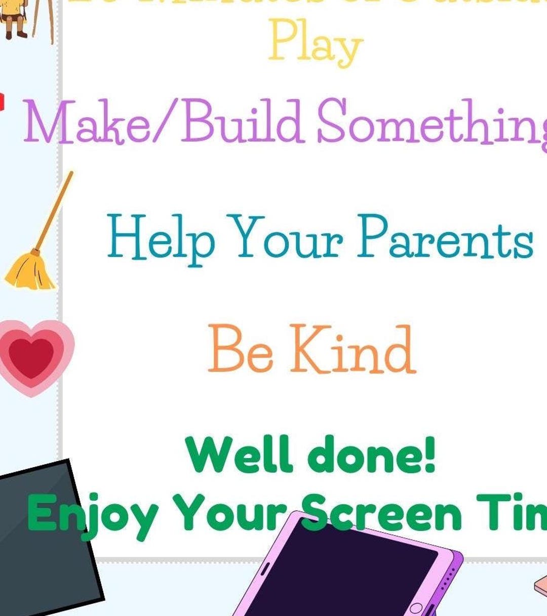 Screen Time Check List PRINTABLE - Etsy Australia