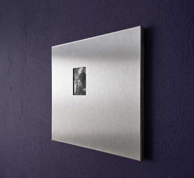 Metal square wall frame side angle brushed steel finish