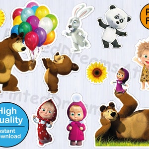 Instant Download - Masha and Bear PNG - Perfect for Digital Crafting, Scrapbooking, and more! Kids Crafts, DIY Projects, Printable Clipart,