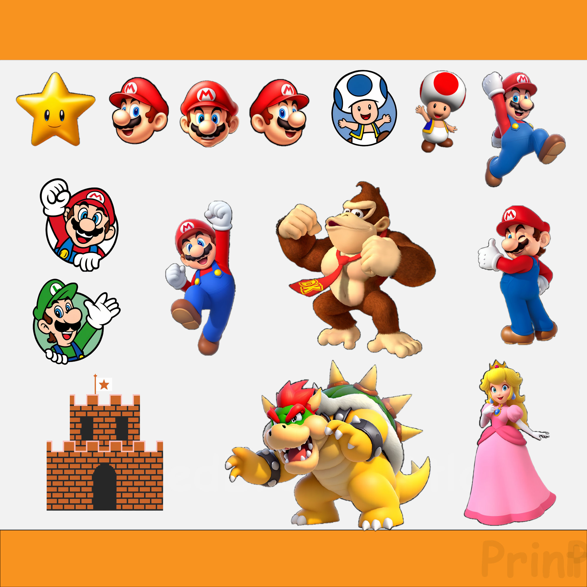 Super Mario Vector Clipart Bundle PNG/SVG Cut Files for Cricut