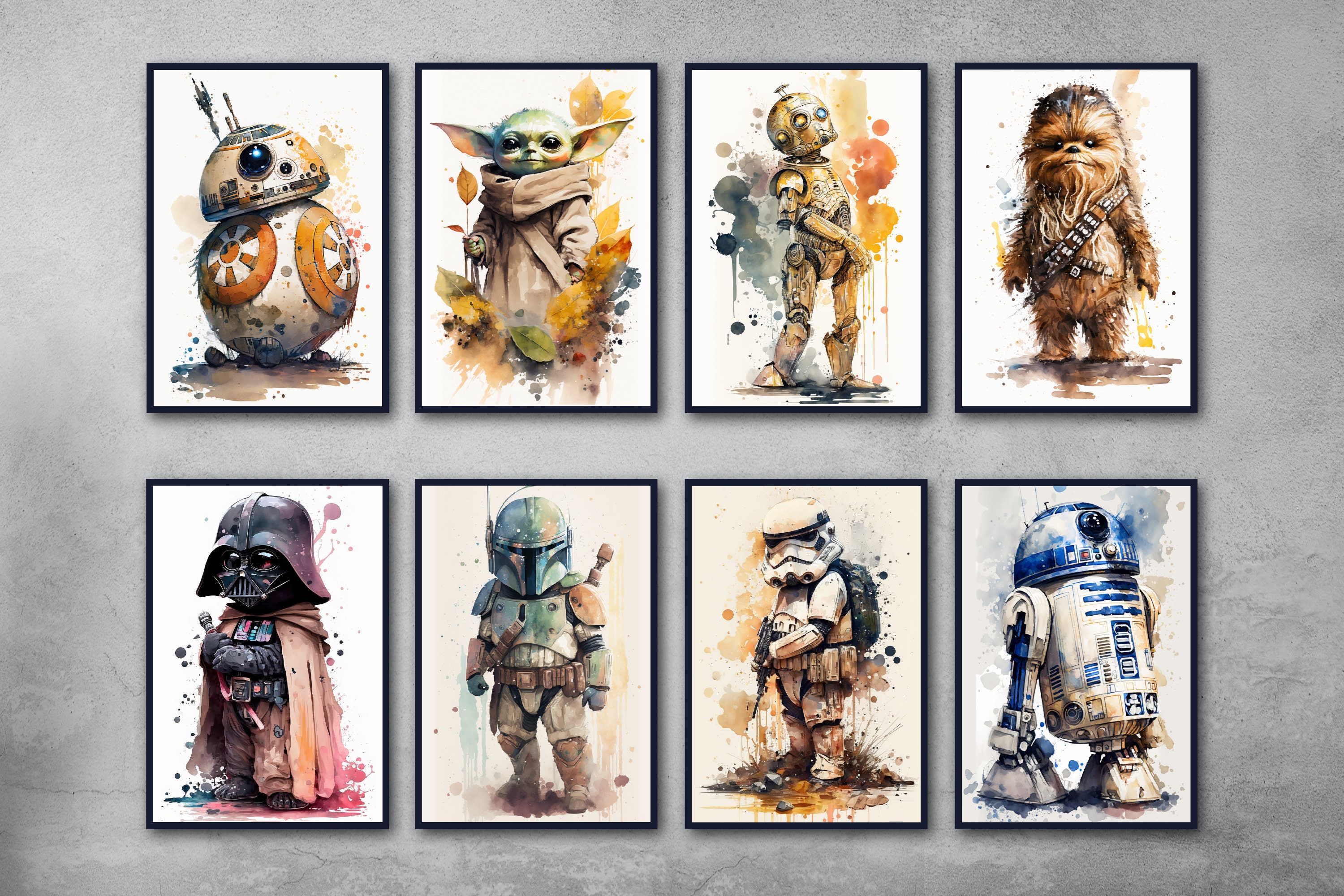 Star Wars Watercolor Poster Set: Nursery & Kids Room Art (Instant Download)