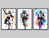 Mandalorian Watercolor Wall Art Set of 3 (Instant Download Set), Star Wars Home Decor, Mandalorian Posters,Star Wars Art,printable art kids,