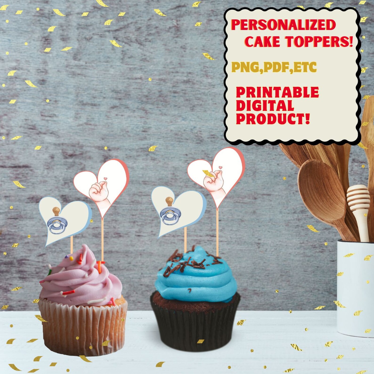 Baby Shower Printable Personalized Cake Topper Custom Cake Topper ...