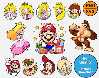 Paquete de imágenes prediseñadas de Super Mario: archivos PNG, SVG y PDF