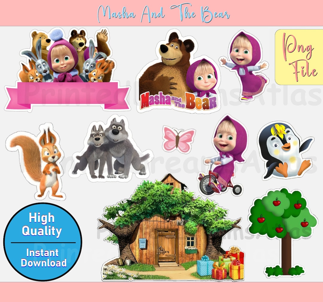 Instant Download Masha and the Bear Clipart, Cake Topper, Printable Party Decorations, Birthday Party Supplies, Digital PNG Files for Kids - Etsy instant-download-masha-and-the-bear-clipart-cake-topper-printable-party-decorations-birthday-party-supplies-digital-png-files-for-kids-etsy