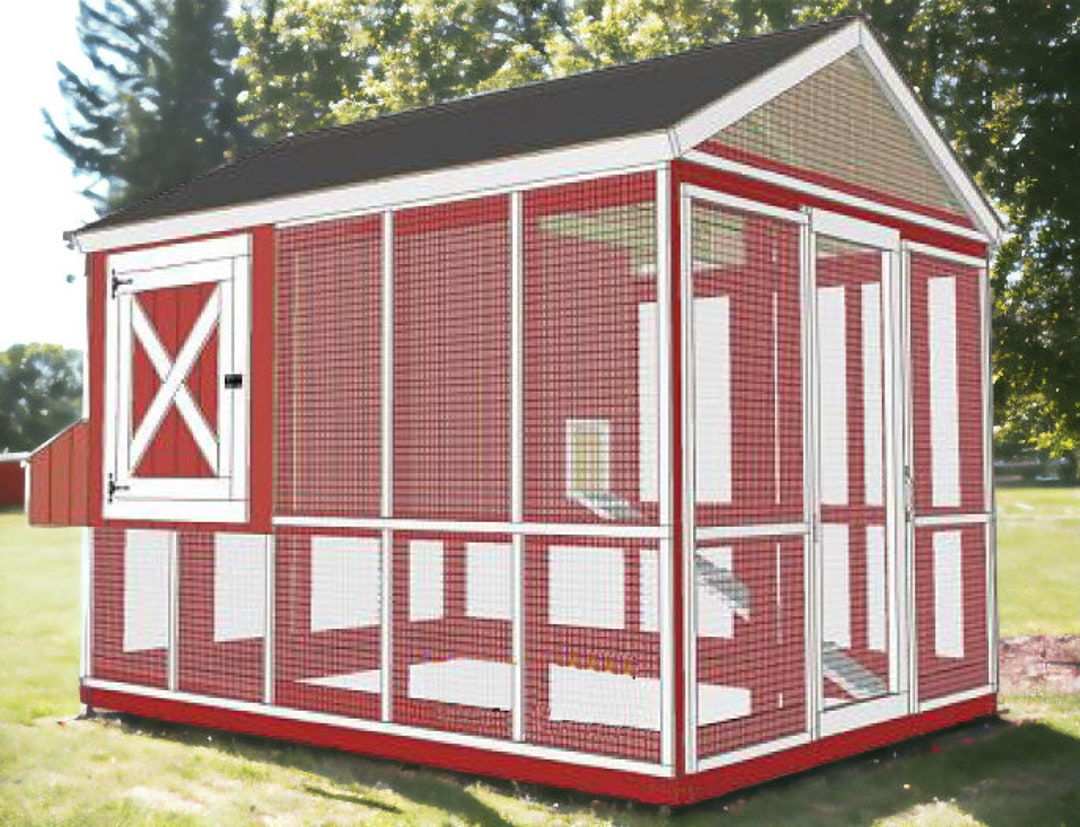 Chicken Coop Plans for 10 Chickens, Chicken Run Plans, Woodworking Plan