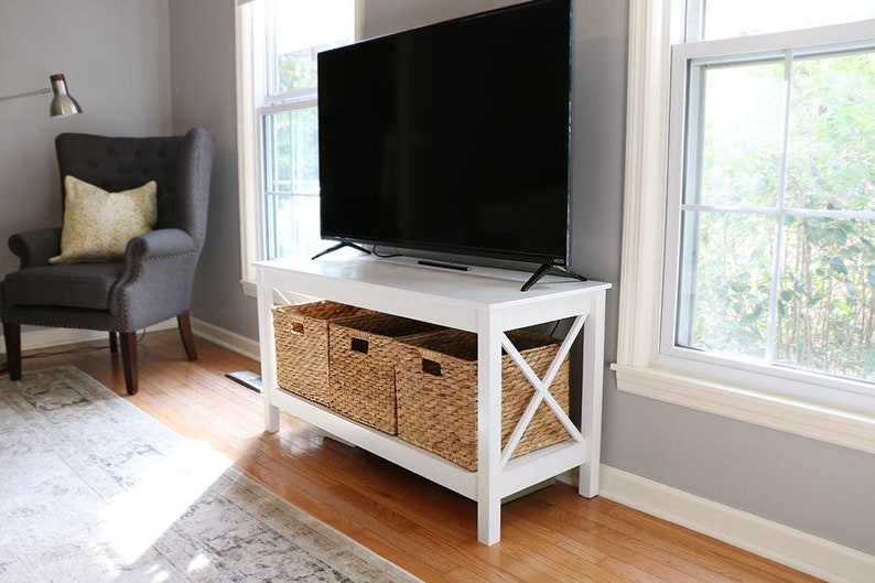 DIY Simple TV Table Plans Rustic TV Stand Plans Woodworking Etsy