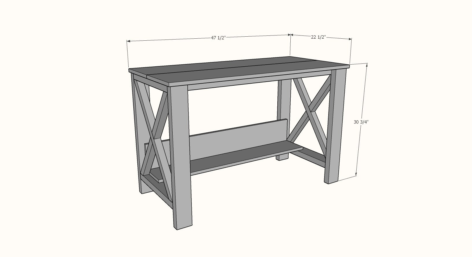 Wooden Desk Build Plans, Simple Farmhouse Desk Plans, Outdoor Table