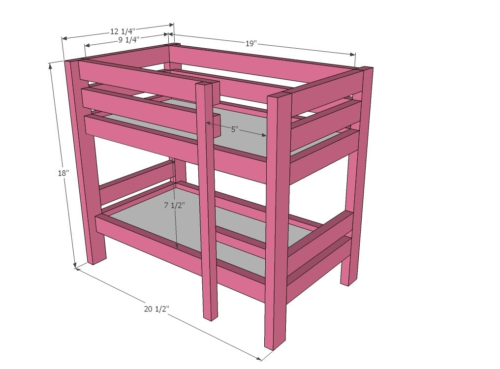 Doll Bunk Bed Plans, Bed Plans, Small Bunk Bed Plan, Toy Plans PDF