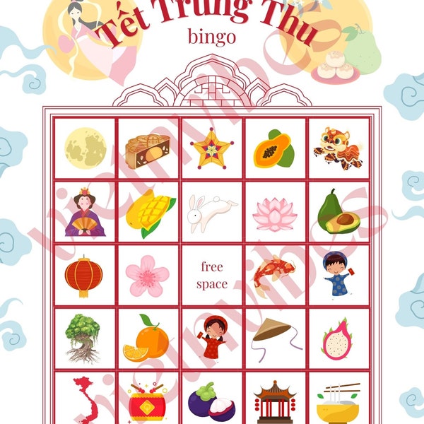 Mid Autumn Moon Festival Bingo - Tet Trung Thu