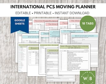 International PCS Moving Planner, Moving Abroad Relocation Checklist for Military Family, Google Sheets
