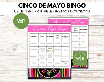 Cinco De Mayo Bingo Cards, Printable Party Games