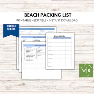 Strand Packliste, Google Sheets, Sommerurlaub Packliste