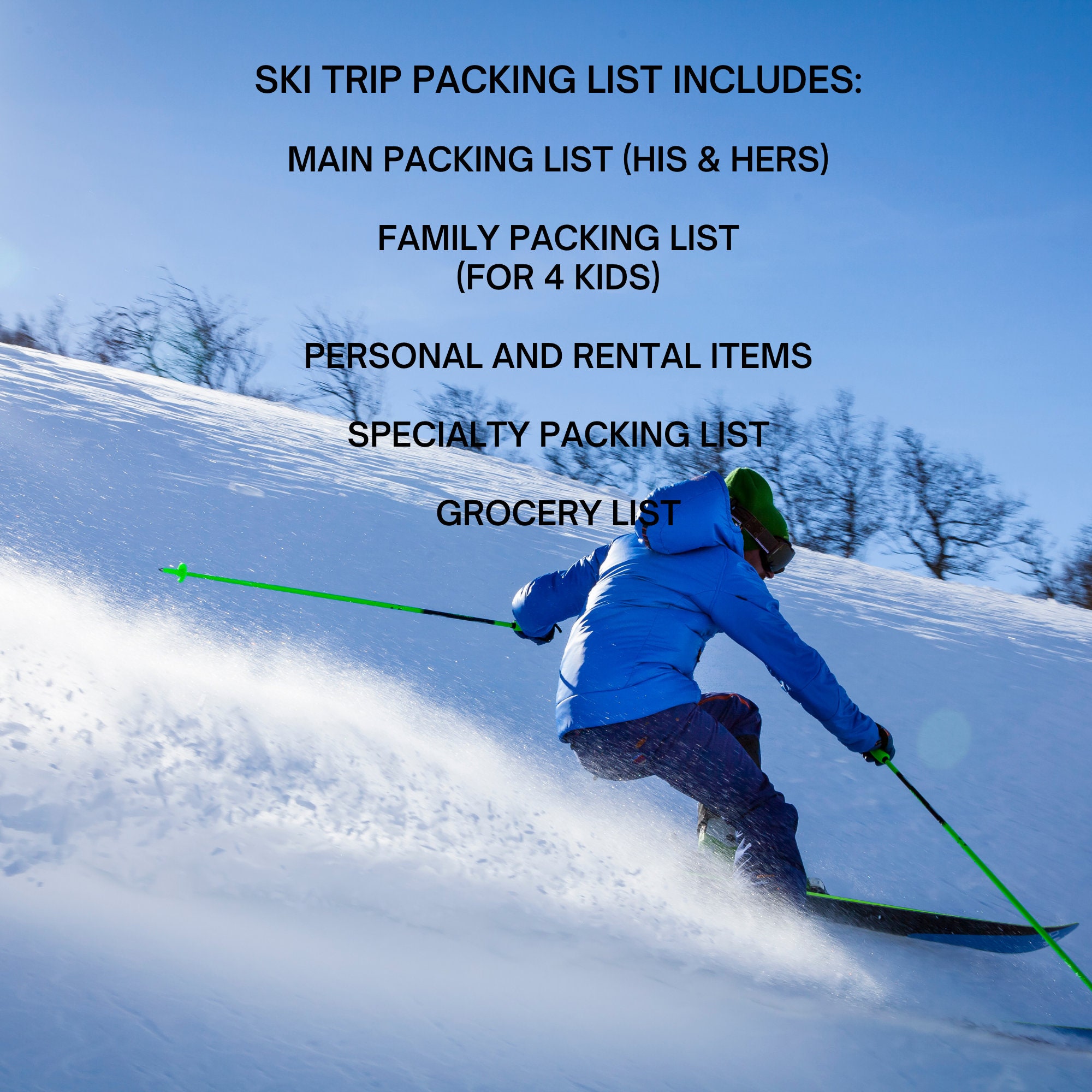 Ski Trip Packing List, MS Excel, Digital Checklist, Family Vacation - Etsy