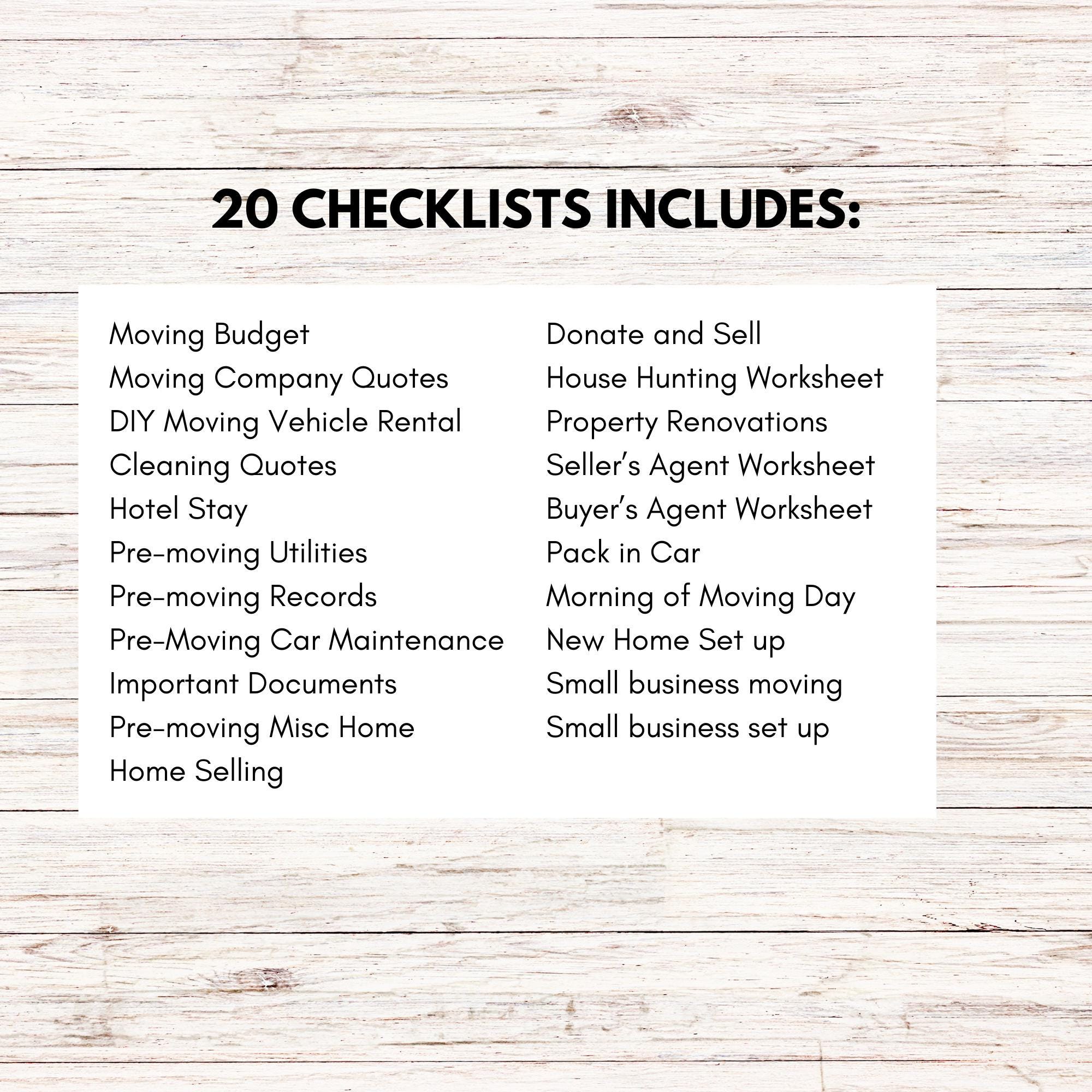 Moving Checklist Planner, Printable Google Sheets, Moving To-do List - Etsy