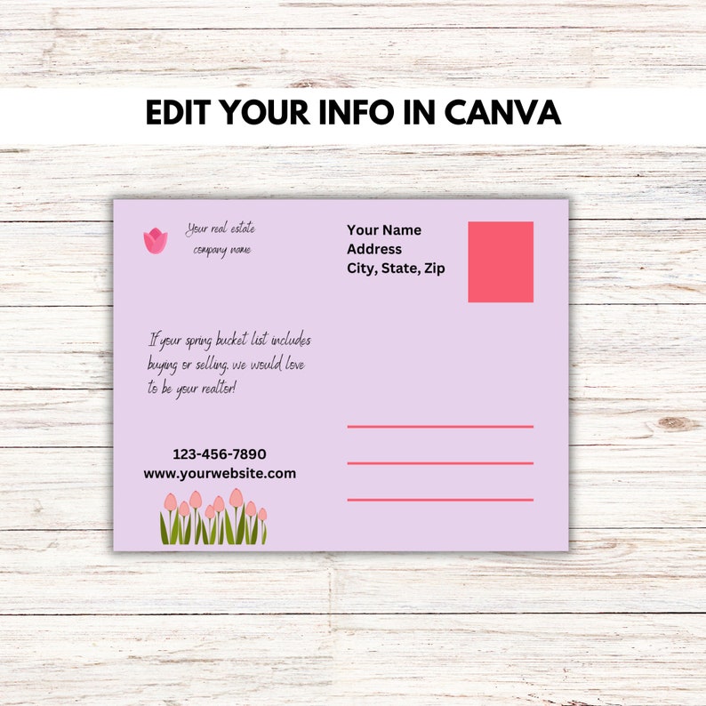 Spring Realtor Marketing Postcard, Real Estate Agent Bucket List Mailer ...