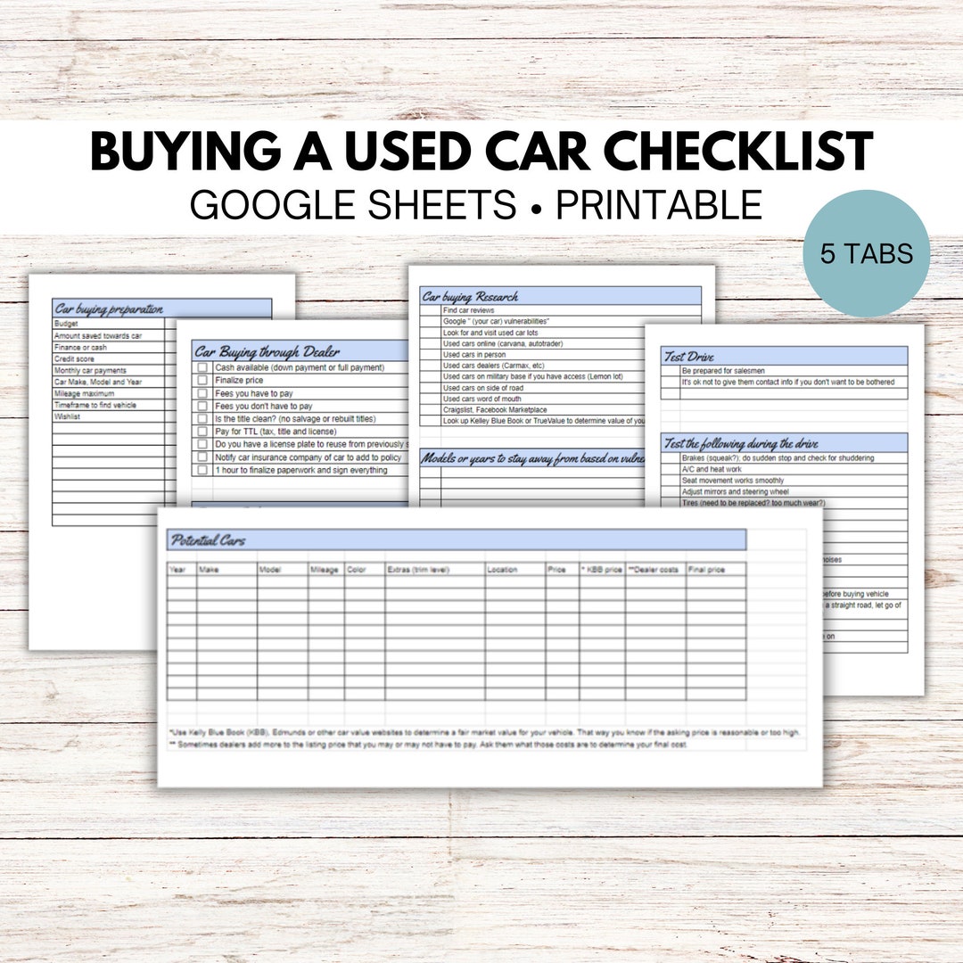 Editable Used Car Buying Tips Test Drive Checklist How to Etsy