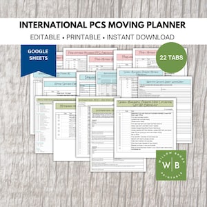 International PCS Moving Planner, Moving Abroad Relocation Checklist for Military Family, Google Sheets