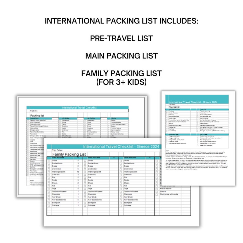 Editable International Packing List Template, MS Excel, Printable