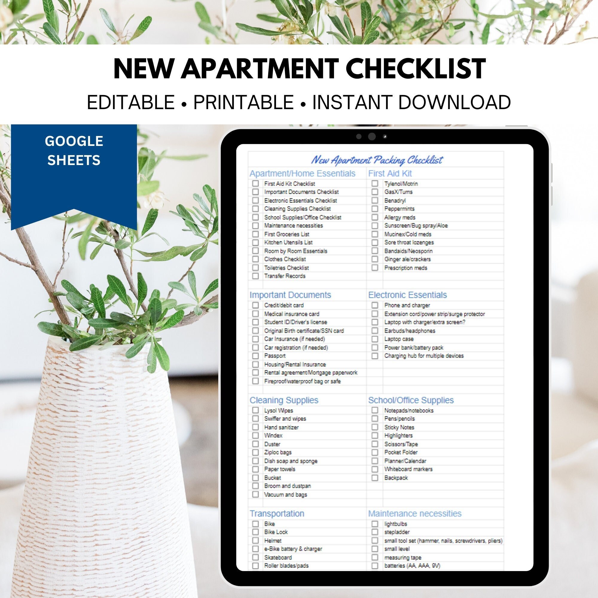 First / New Apartment Checklist - 40 Essential Templates ᐅ TemplateLab