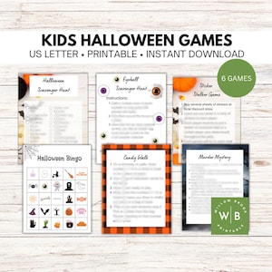 Kids Halloween Games Bundle, printable activities, Family games
