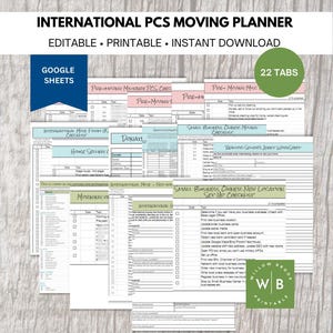 Pianificatore di traslochi internazionali PCS, lista di controllo per il trasloco all'estero per famiglie militari, Fogli Google