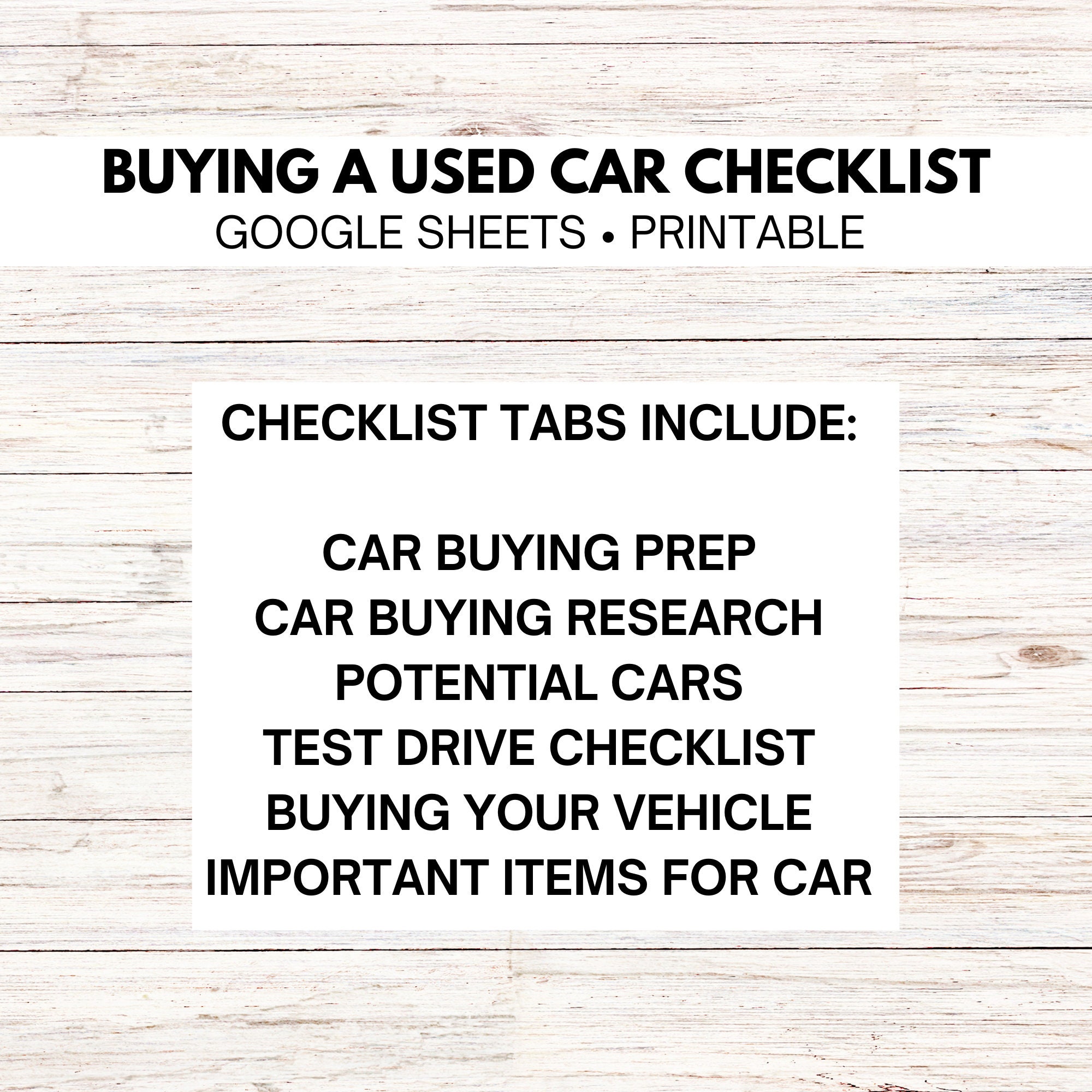 Used car checklist