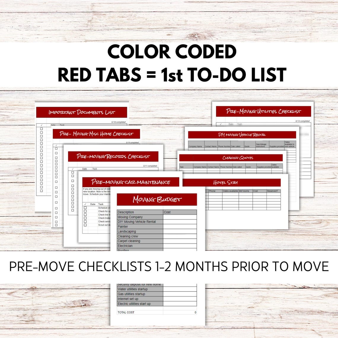 Moving Checklist Planner, Printable Google Sheets, Moving To-do List - Etsy