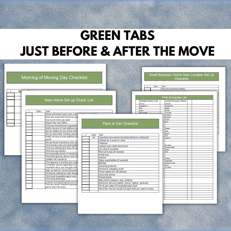 US & International PCS Moving Checklist Planner, MS Excel, Relocation ...