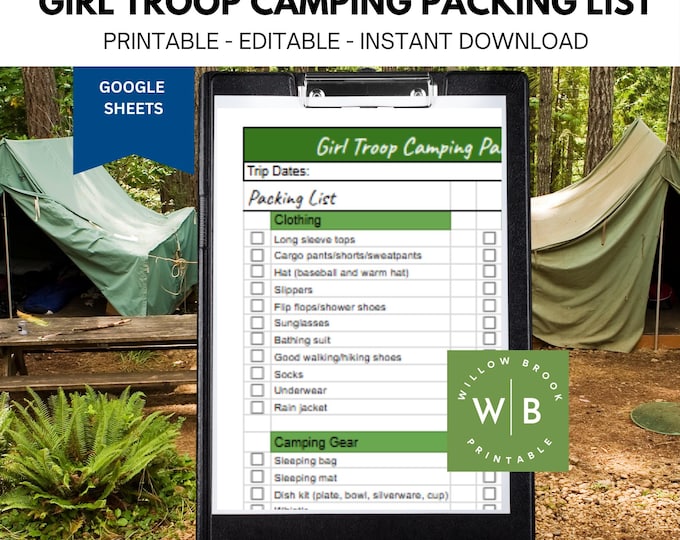 Girls Camp Packing List Printable PDF | Packing Checklist | Travel ...