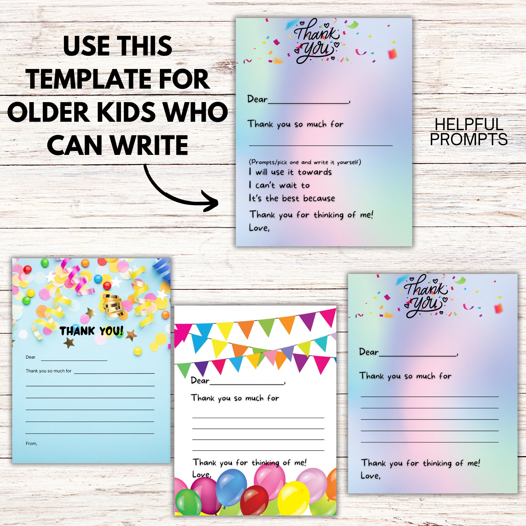 Kids Thank You Note, Birthday Gratitude, Fill in Thank You Note ...