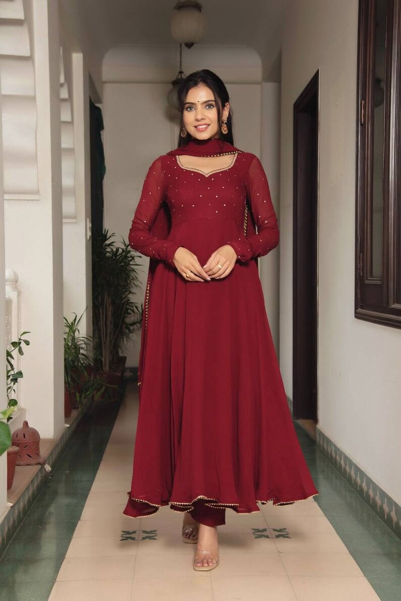 Light Rama Anarkali style Anarkali Faux Georgette main image 0