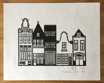 Thorbeckegracht Linocut Print