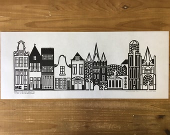 Panorama Zwolle Linocut Print