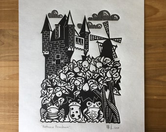 Hattemse Perenboom Linocut Print