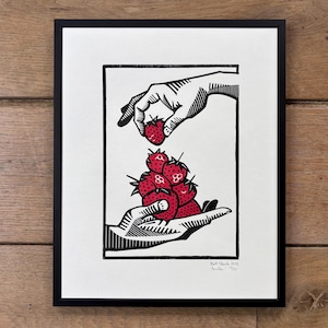 Aardbei Linocut Print