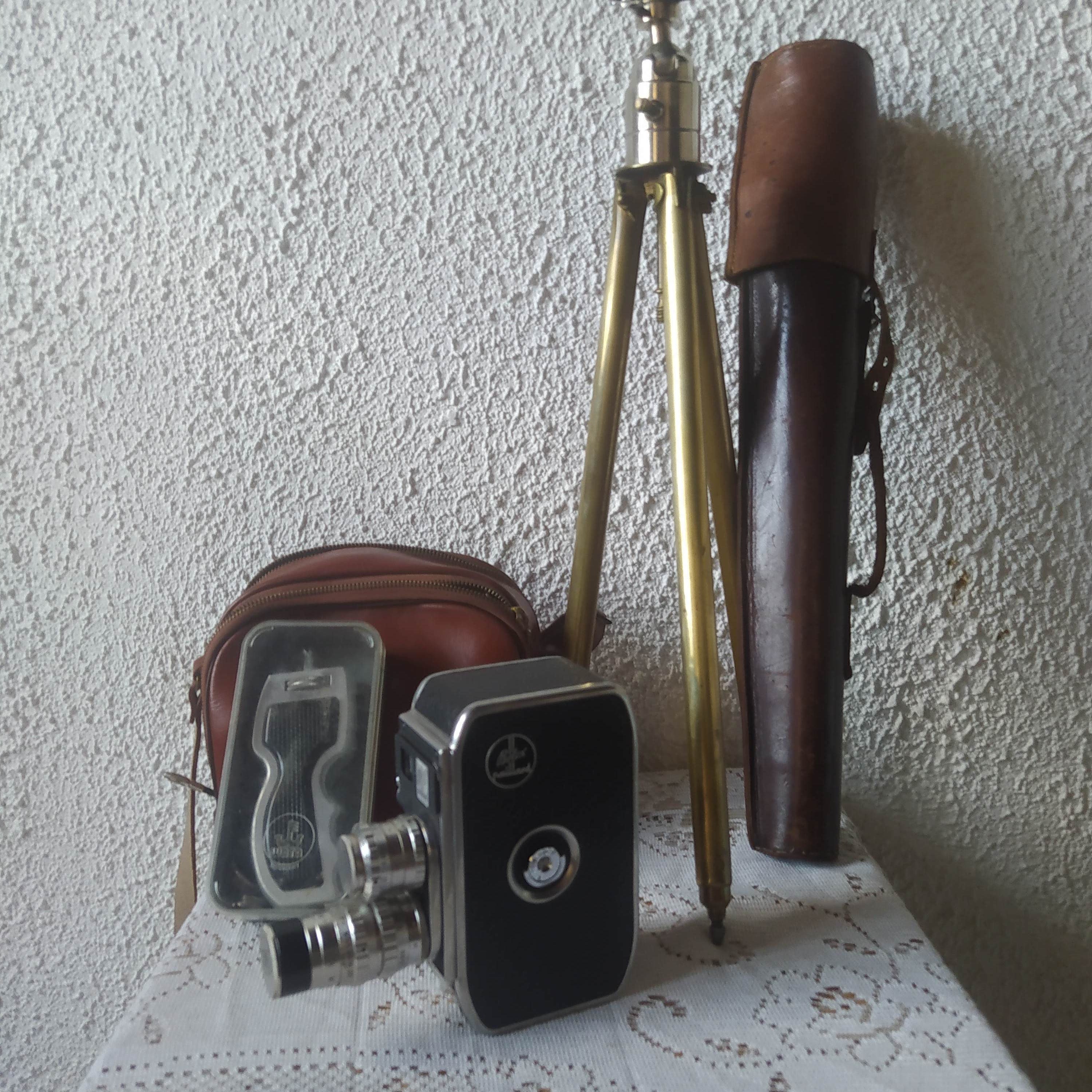 Bolex Super 8 camera and its accessories
