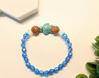 Pulsera de tortuga elástica azul DIY