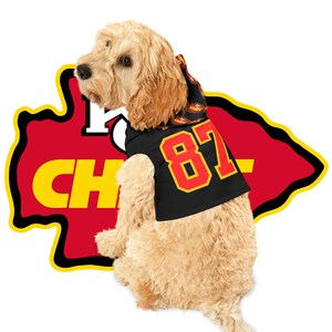 Travis Kelce Replica Dog Cat Football Jersey Pet Hoodie - Chiefs Fan Gear - Kelce #87 - Kansas City Chiefs - Football Fan Pet Apparel