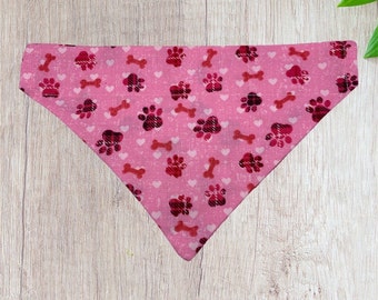 Pink Dog Bandana: Paw Print Pet Collar Scarf
